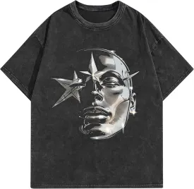 Men's Graphic Tees Shirt Unisex Cotton Oversized T-Shirt Short Sleeve Vintage Streetwear Casual Tee Top