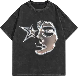 Men's Graphic Tees Shirt Unisex Cotton Oversized T-Shirt Short Sleeve Vintage Streetwear Casual Tee Top