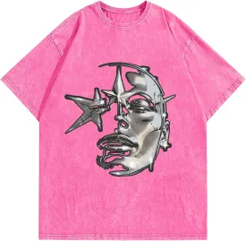 Men's Graphic Tees Shirt Unisex Cotton Oversized T-Shirt Short Sleeve Vintage Streetwear Casual Tee Top