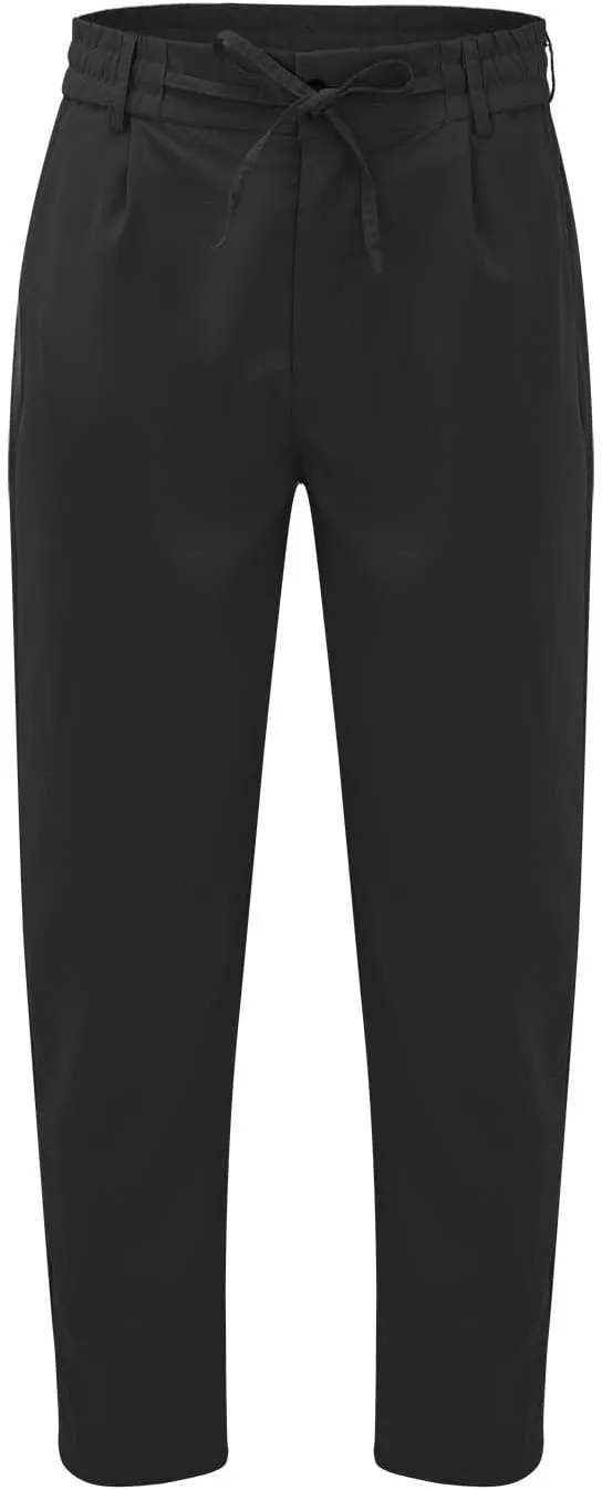 Mens Tapered Pants Casual Linen Pants Elastic Waist Slim Fit Beach Yoga Business Lightweight Cotton Trousers with Pockets