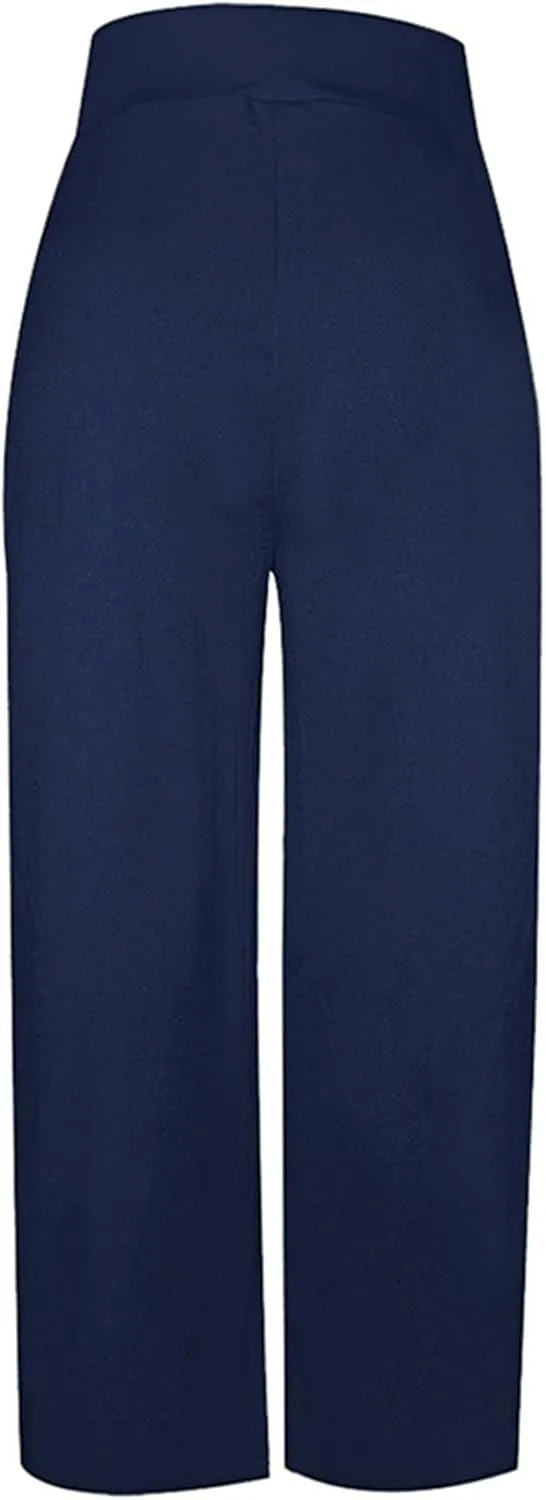 MESLIMA Palazzo Pants for Women High Waisted Wide Leg Stretchy Loose Fit Casual Trousers with Pocket