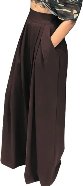 MESLIMA Palazzo Pants for Women High Waisted Wide Leg Stretchy Loose Fit Casual Trousers with Pocket