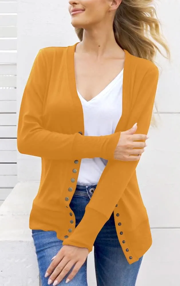 NENONA Women's Long Sleeve Lightweight Summer Cardigans Open Front Button Down Basic Soft Fall Fashion Outwear