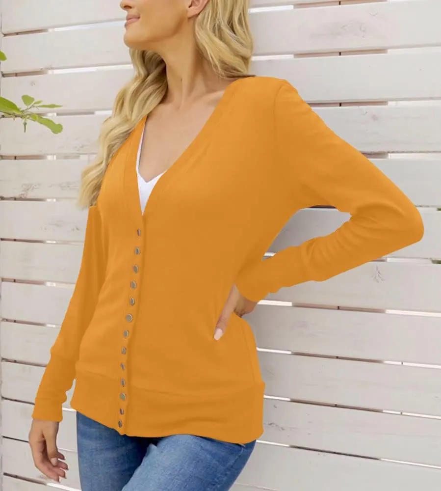 NENONA Women's Long Sleeve Lightweight Summer Cardigans Open Front Button Down Basic Soft Fall Fashion Outwear