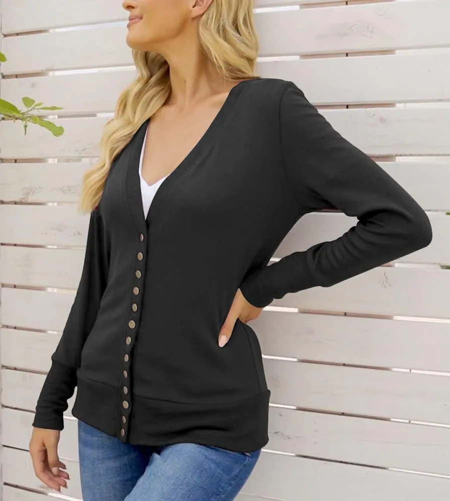 NENONA Women's Long Sleeve Lightweight Summer Cardigans Open Front Button Down Basic Soft Fall Fashion Outwear