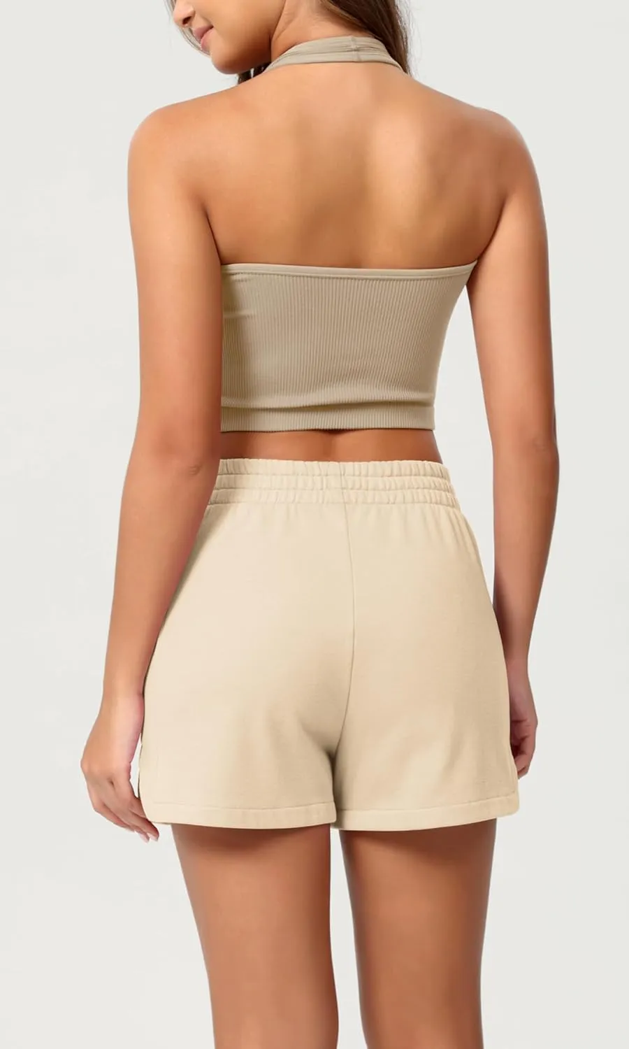 ODODOS Women's Sweat Shorts Cotton French Terry Curved Hem Workout Casual Relaxed Lounge Shorts with Pockets