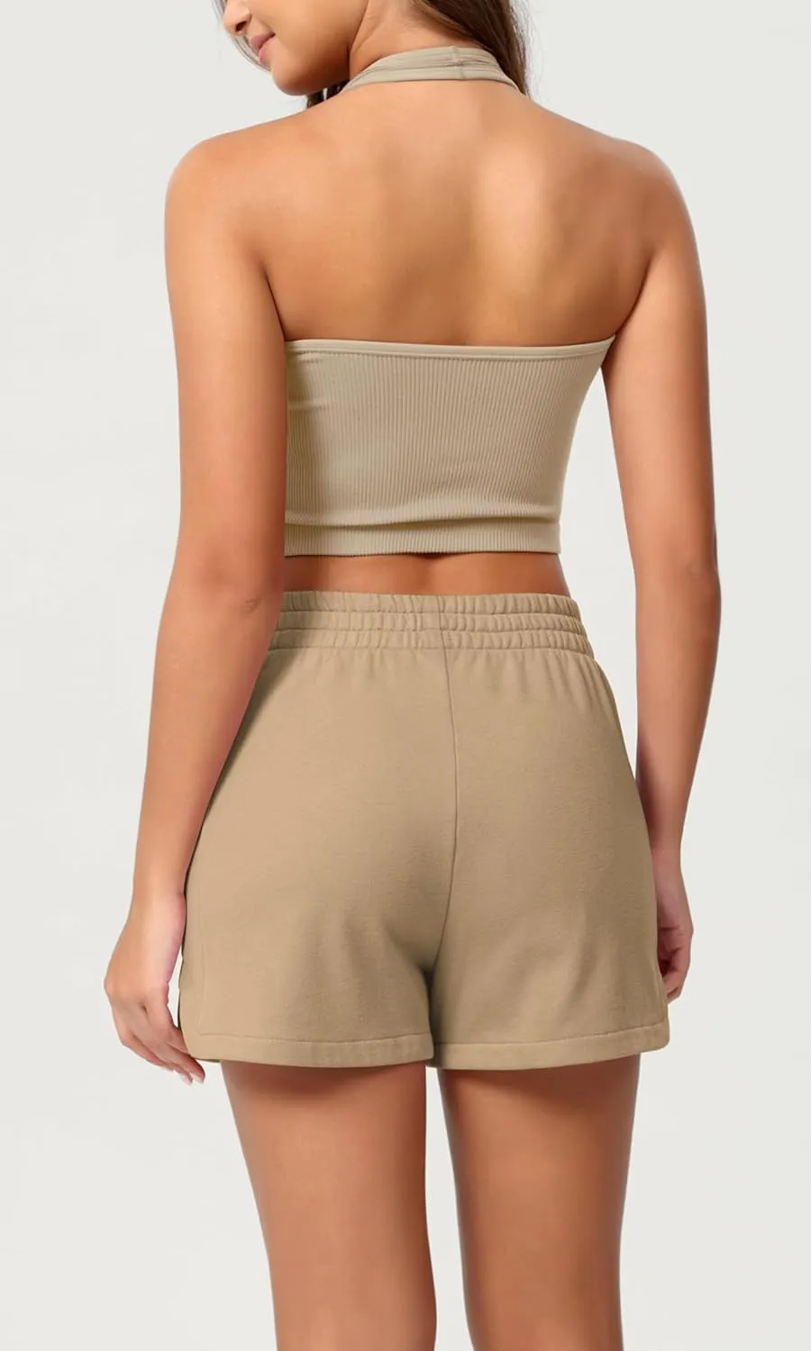 ODODOS Women's Sweat Shorts Cotton French Terry Curved Hem Workout Casual Relaxed Lounge Shorts with Pockets