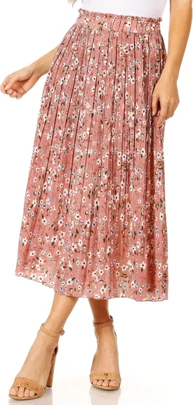 Pleated Midi Skirts for Women with Pockets, Elastic High Waisted Skirt Reg & Plus Size Womens Summer Skirts Trendy 2023