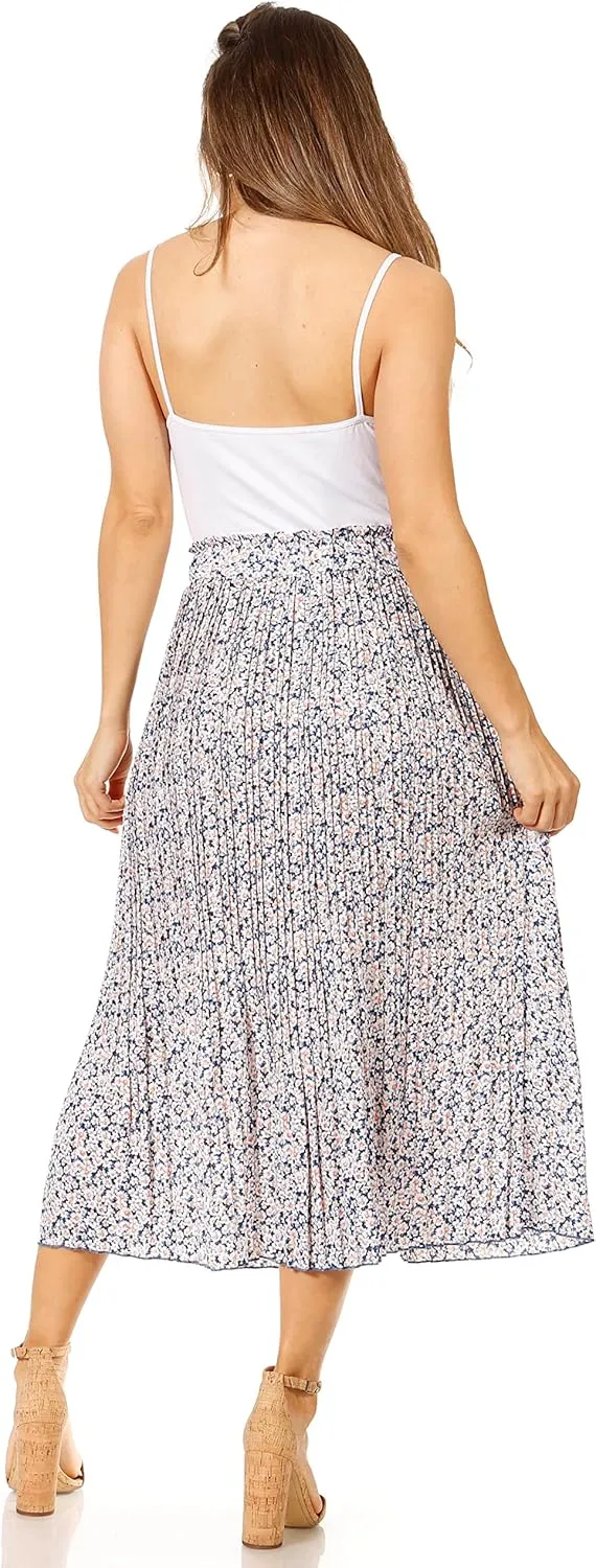 Pleated Midi Skirts for Women with Pockets, Elastic High Waisted Skirt Reg & Plus Size Womens Summer Skirts Trendy 2023