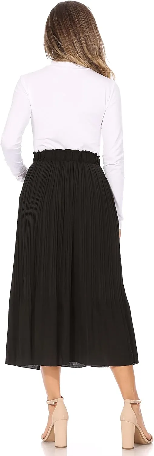Pleated Midi Skirts for Women with Pockets, Elastic High Waisted Skirt Reg & Plus Size Womens Summer Skirts Trendy 2023