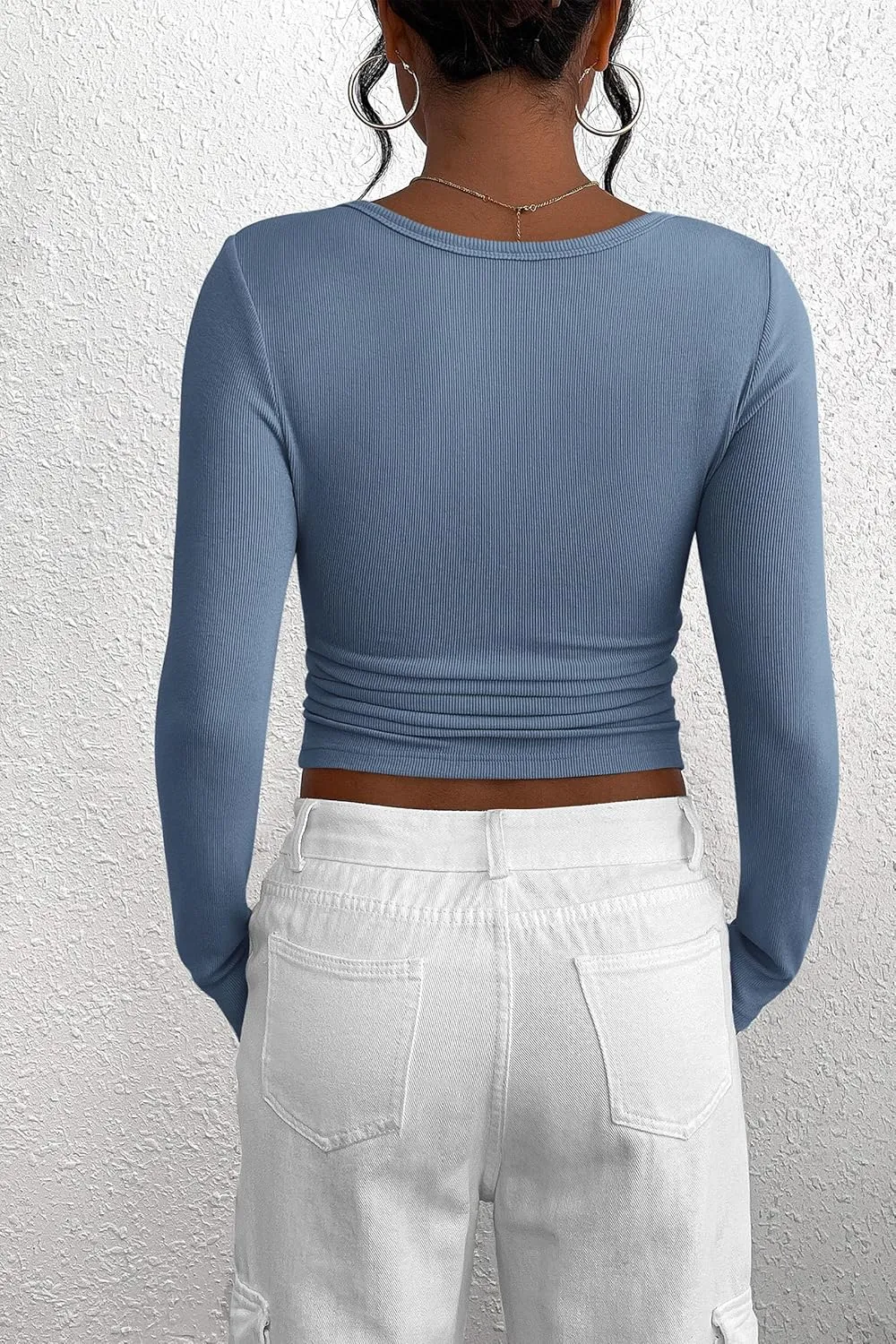 PRETTYGARDEN Women's 2025 Spring Fall Long Sleeve Henley T Shirts Button Ribbed Knit Slim Fit Casual Basic Tops Blouse