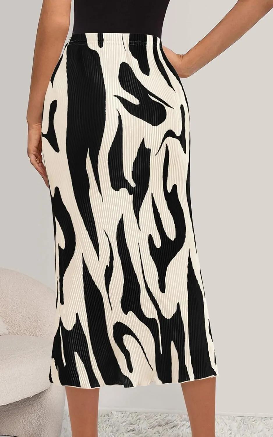 PRETTYGARDEN Women's 2025 Summer High Waist Graphic Print A Line Pleated Long Skirts for Women Trendy Plisse Midi Skirt