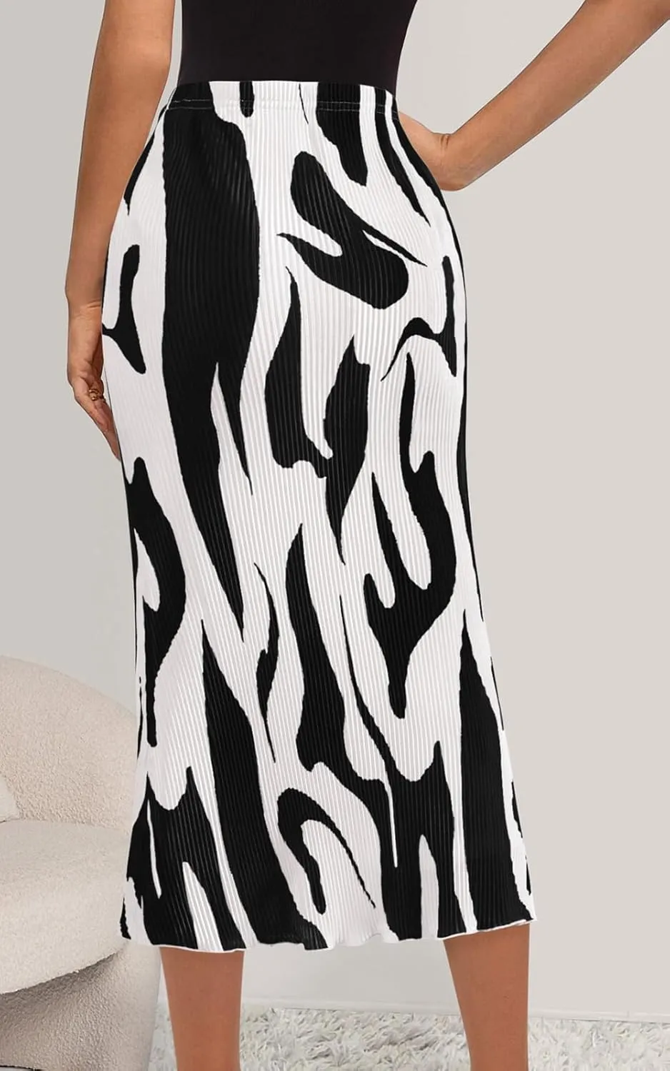 PRETTYGARDEN Women's 2025 Summer High Waist Graphic Print A Line Pleated Long Skirts for Women Trendy Plisse Midi Skirt