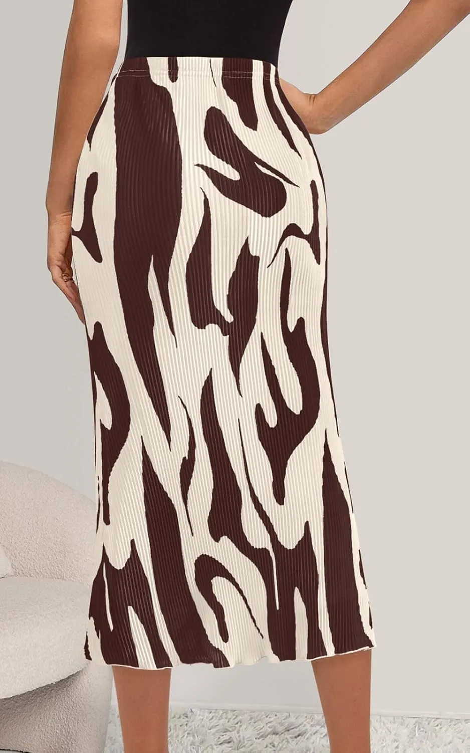 PRETTYGARDEN Women's 2025 Summer High Waist Graphic Print A Line Pleated Long Skirts for Women Trendy Plisse Midi Skirt