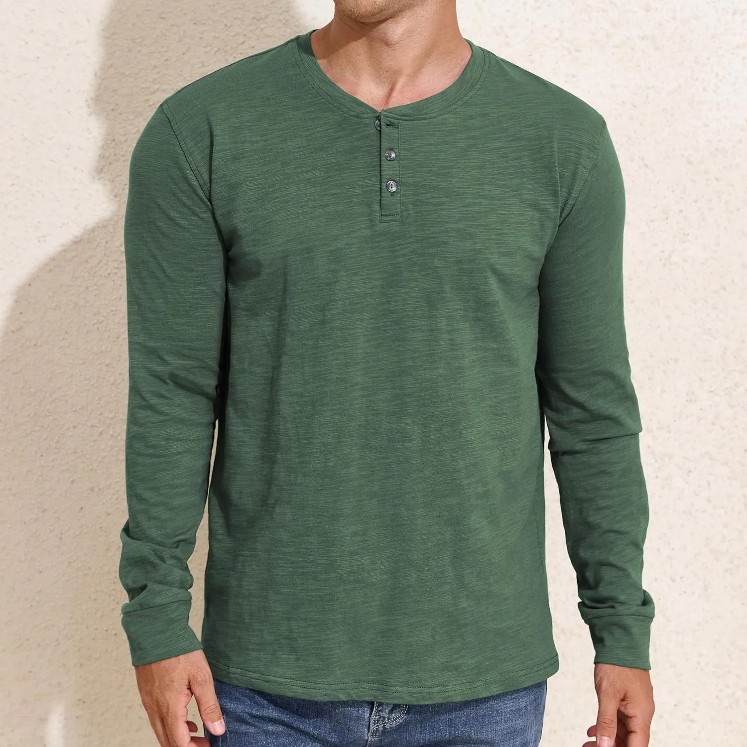 PrettyGuide Men's Henley Shirts Long Sleeve Casual Fashion Fall Button Slub Cotton T-Shirts