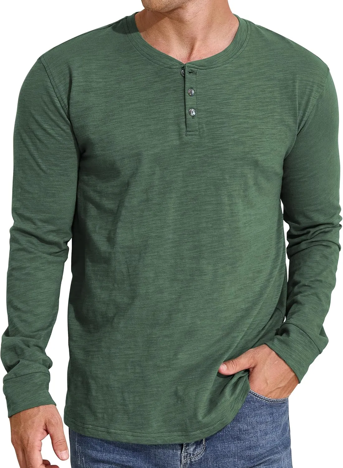 PrettyGuide Men's Henley Shirts Long Sleeve Casual Fashion Fall Button Slub Cotton T-Shirts