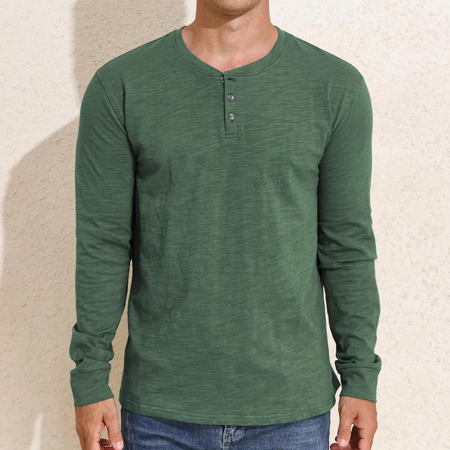 PrettyGuide Men's Henley Shirts Long Sleeve Casual Fashion Fall Button Slub Cotton T-Shirts