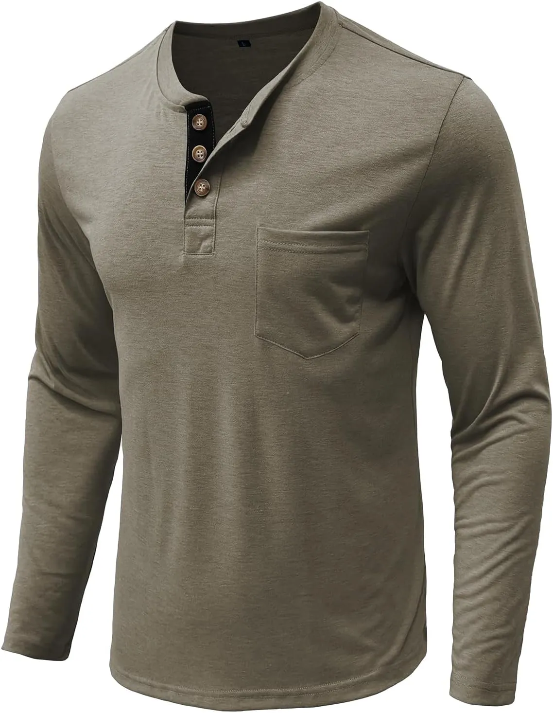 PrettyGuide Men's Long Sleeve Henley Shirts Thermal Fall Casual Work Button T-Shirt with Pocket