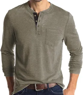 PrettyGuide Men's Long Sleeve Henley Shirts Thermal Fall Casual Work Button T-Shirt with Pocket