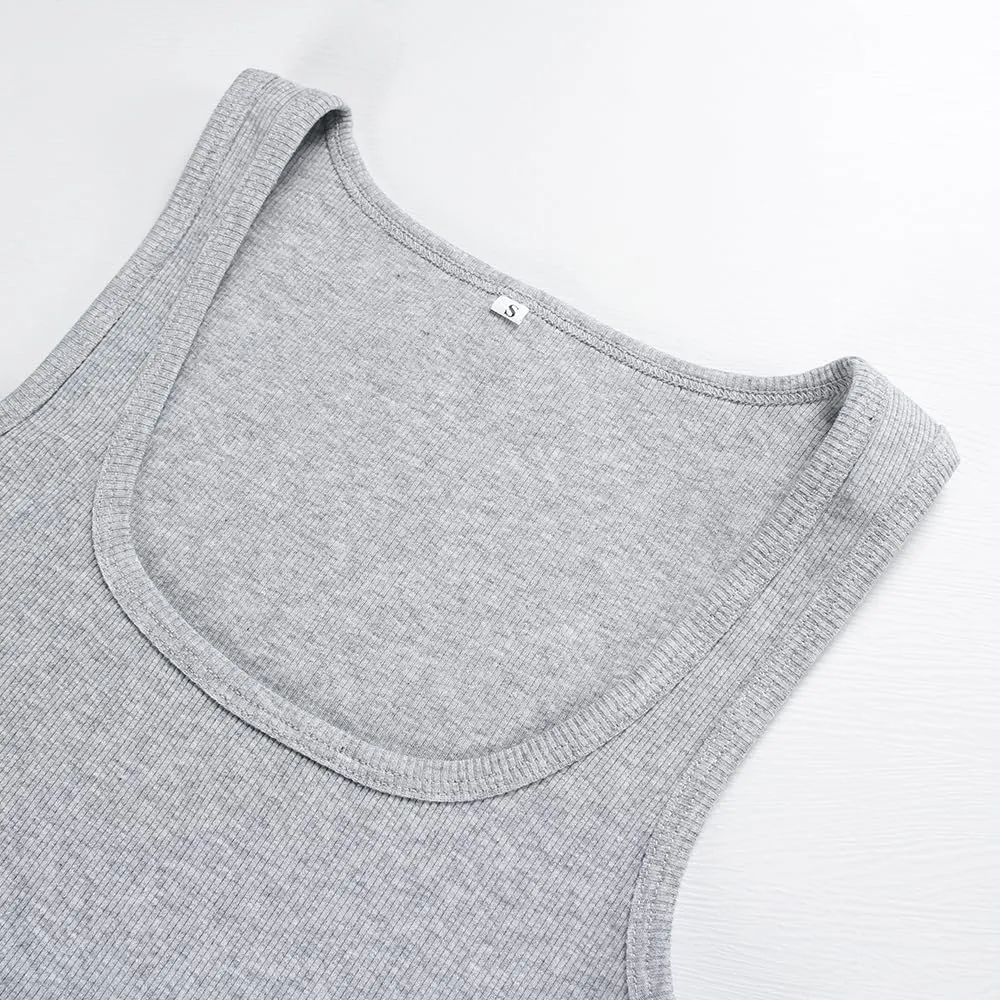 Roselux Women's Sleeveless Scoop Neck Fitted Tank Top Ribbed Knit Casual Basic Cami Shirts