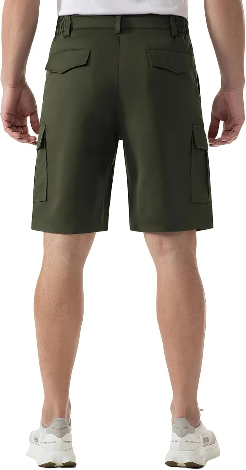 SIX ISLANDS Men's Cargo Shorts 9" Inseam Elastic Waistband Casual Relaxed Fit Work Shorts with 6 Pockets