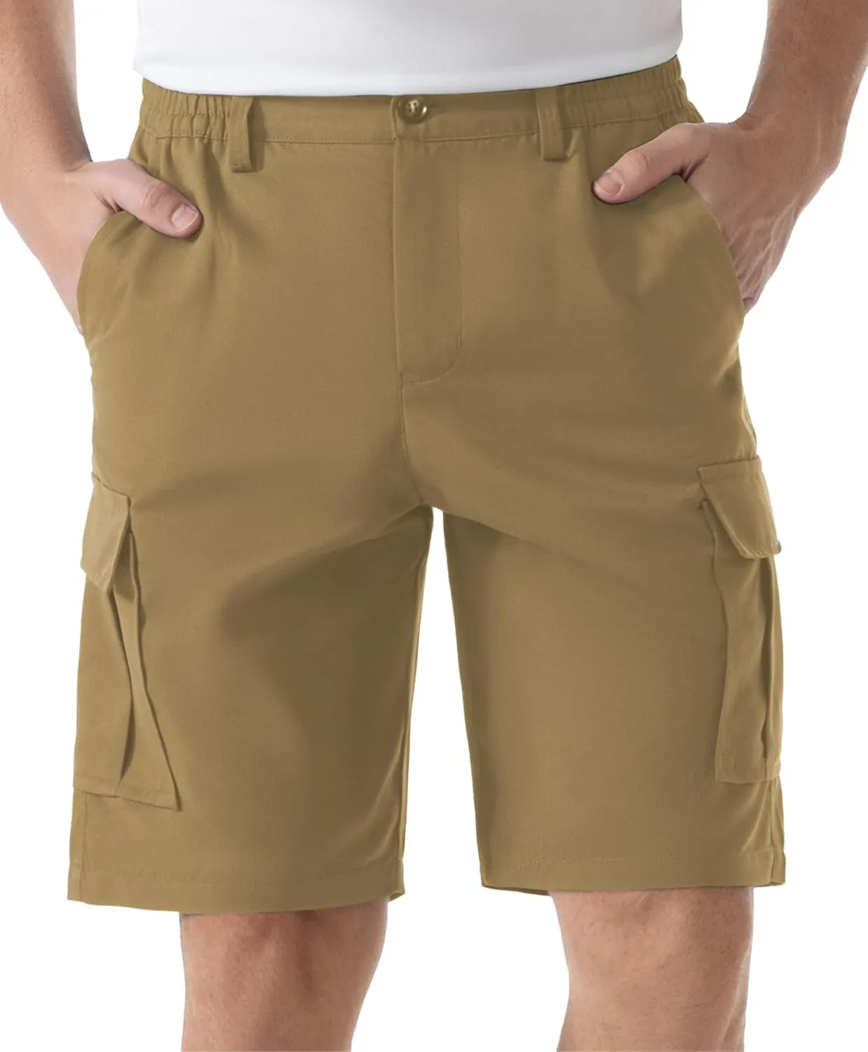 SIX ISLANDS Men's Cargo Shorts 9" Inseam Elastic Waistband Casual Relaxed Fit Work Shorts with 6 Pockets
