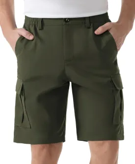 SIX ISLANDS Men's Cargo Shorts 9" Inseam Elastic Waistband Casual Relaxed Fit Work Shorts with 6 Pockets