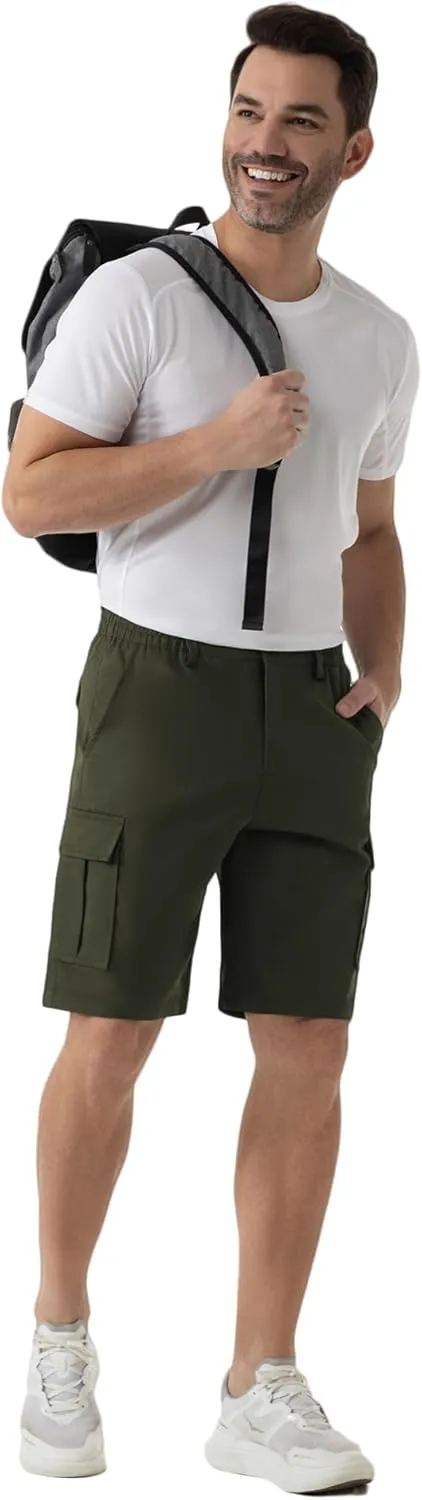 SIX ISLANDS Men's Cargo Shorts 9" Inseam Elastic Waistband Casual Relaxed Fit Work Shorts with 6 Pockets