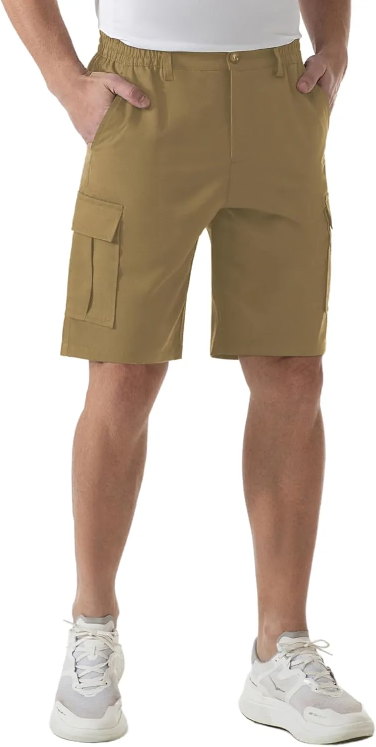 SIX ISLANDS Men's Cargo Shorts 9" Inseam Elastic Waistband Casual Relaxed Fit Work Shorts with 6 Pockets