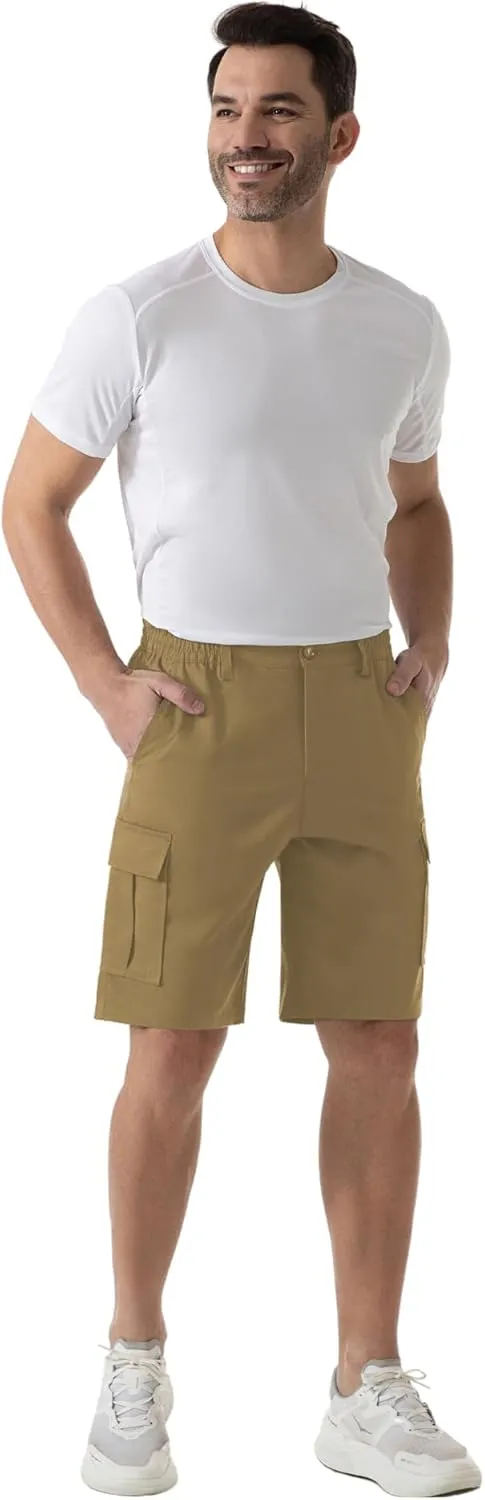 SIX ISLANDS Men's Cargo Shorts 9" Inseam Elastic Waistband Casual Relaxed Fit Work Shorts with 6 Pockets