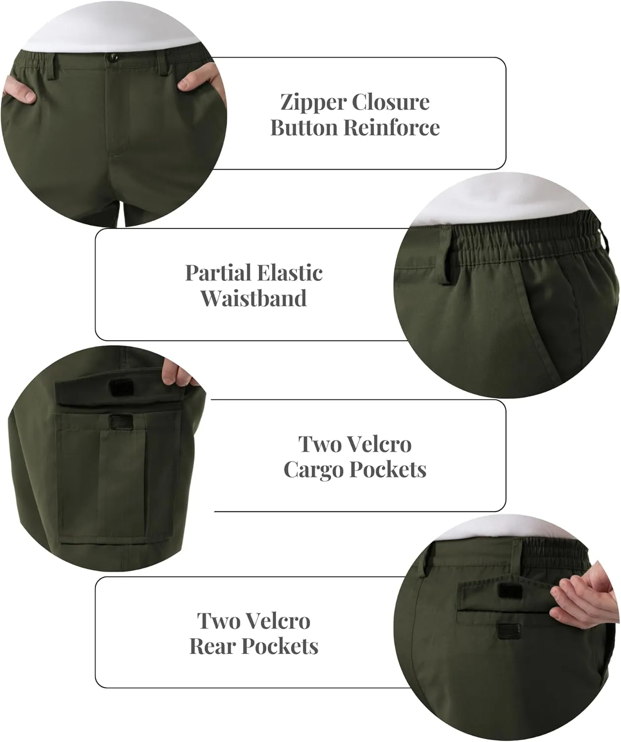 SIX ISLANDS Men's Cargo Shorts 9" Inseam Elastic Waistband Casual Relaxed Fit Work Shorts with 6 Pockets