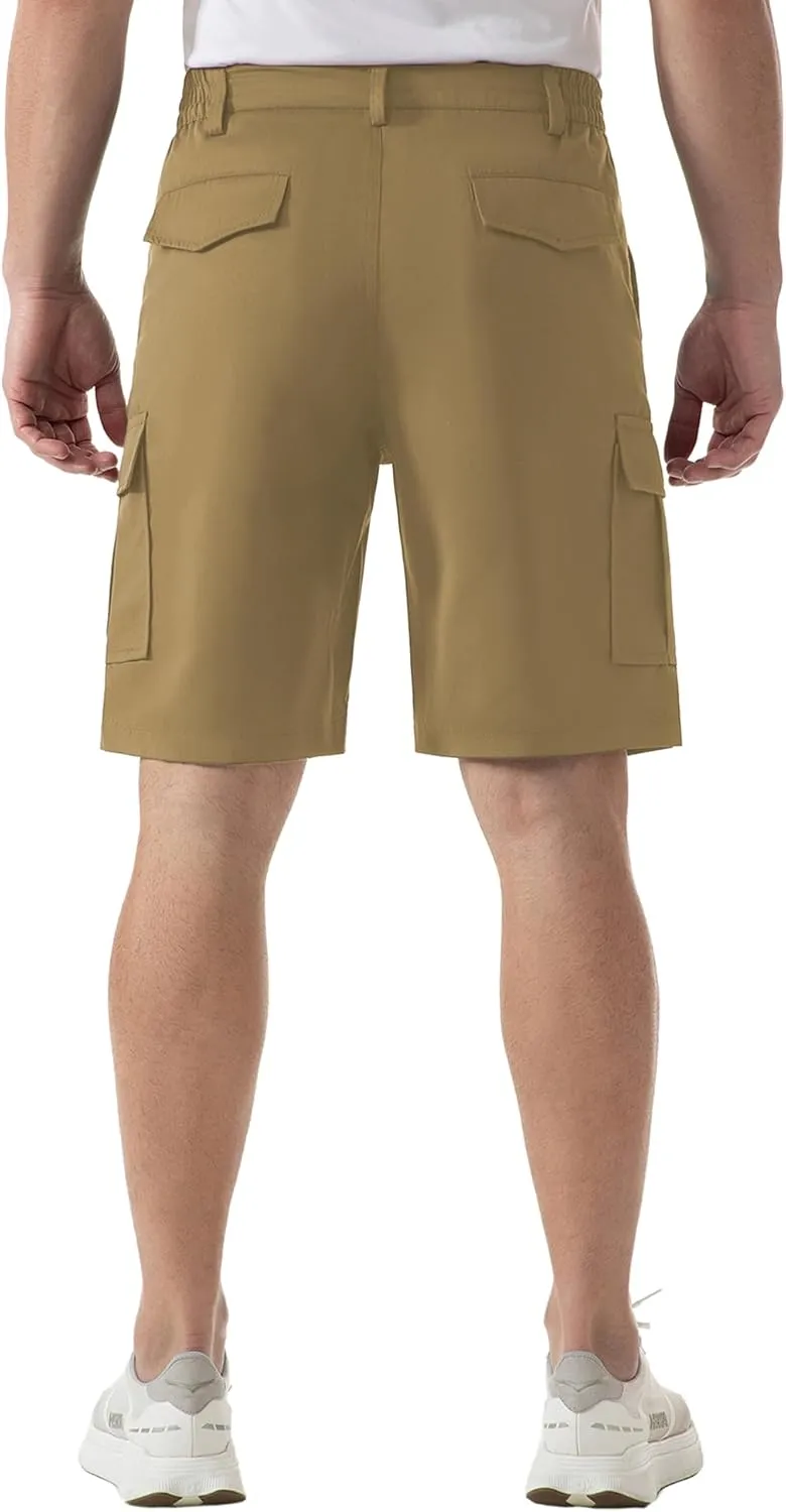 SIX ISLANDS Men's Cargo Shorts 9" Inseam Elastic Waistband Casual Relaxed Fit Work Shorts with 6 Pockets