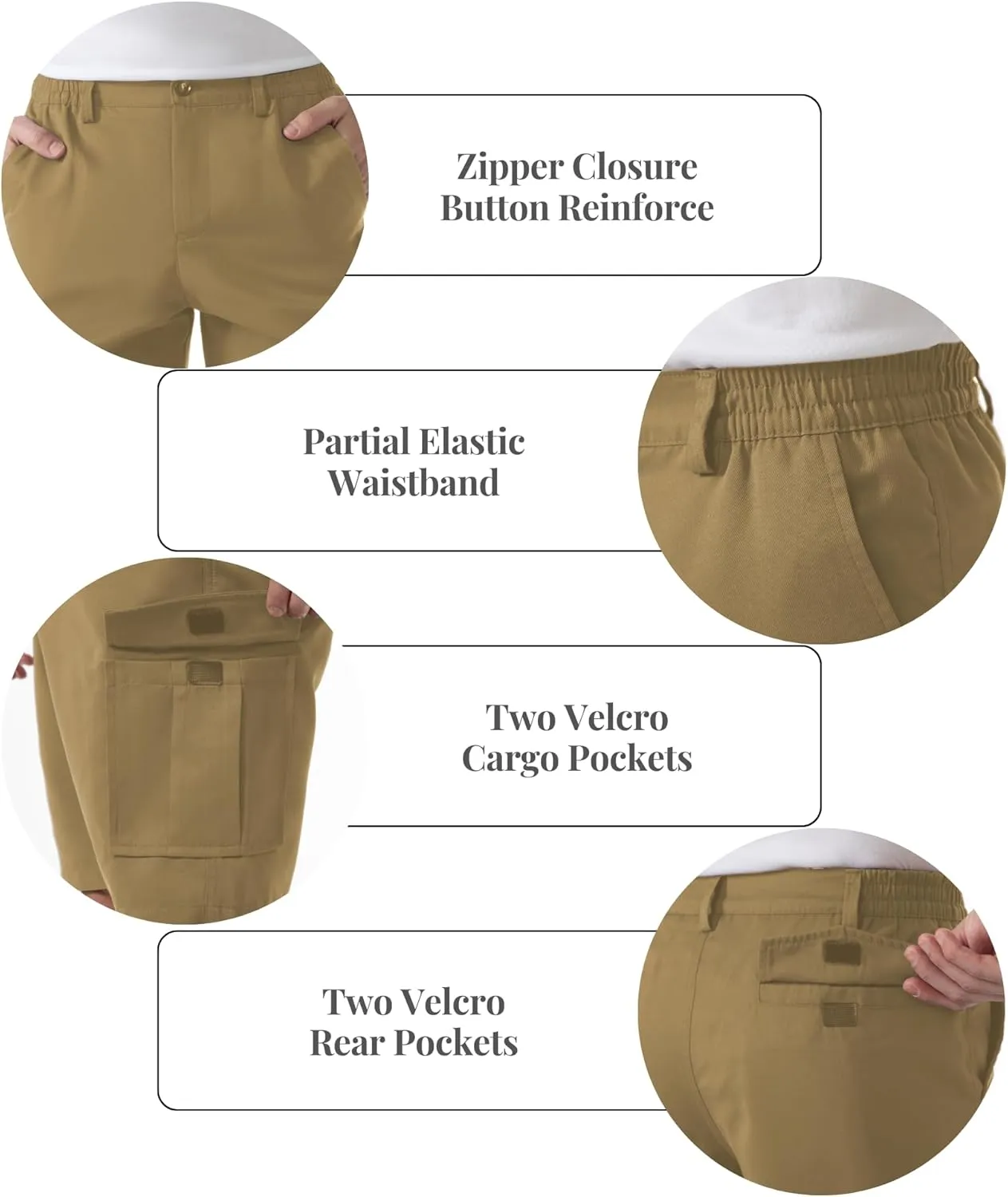 SIX ISLANDS Men's Cargo Shorts 9" Inseam Elastic Waistband Casual Relaxed Fit Work Shorts with 6 Pockets