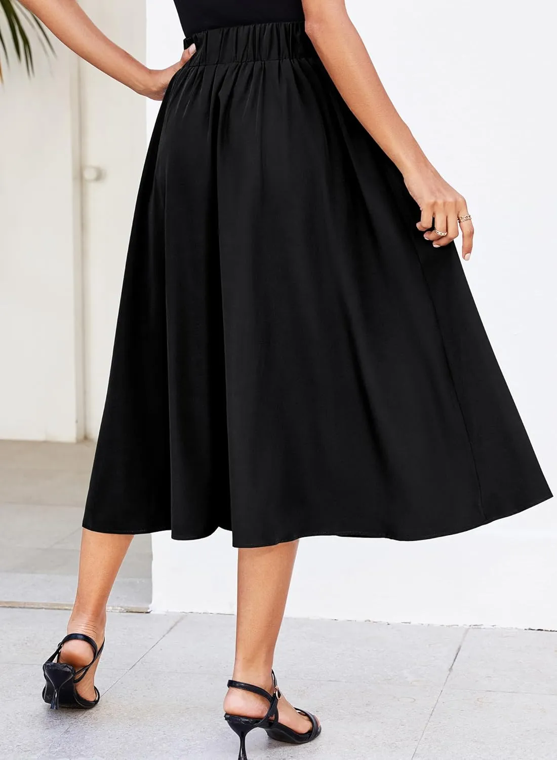 Skirts for Women Midi Length 2025 Summer Vintage A-line Long Pleated Skirt