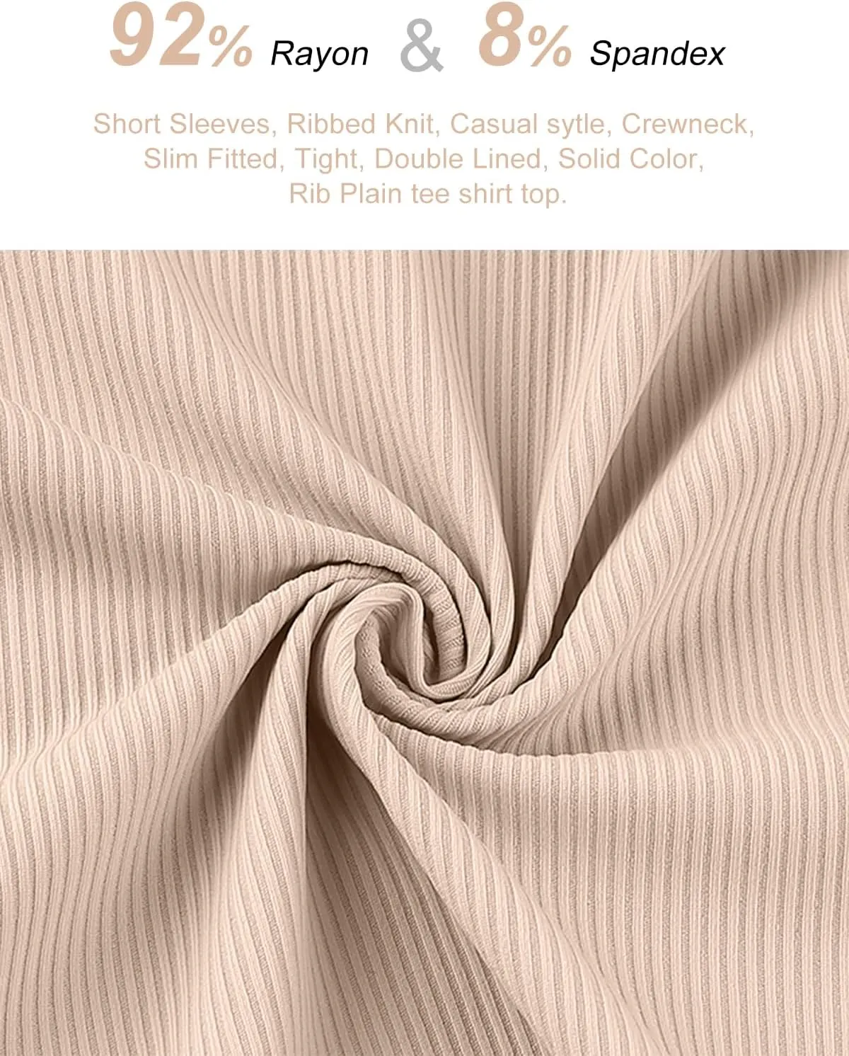 Slim Fit Women Short Sleeve Shirt Crew Neck Fitted Tight Tee Shirt Basic Ribbed Knit Top Going Out Workout Outfits