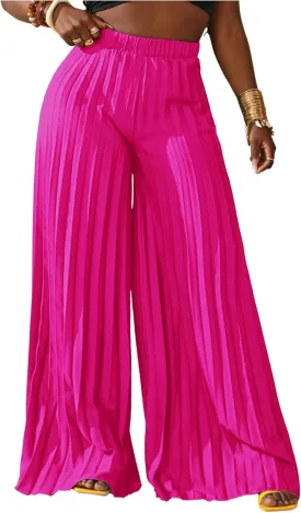 SOLY HUX Women's Wide Leg Palazzo Pleated Pants High Waisted Flowy Loose Dressy Casual Long Trousers