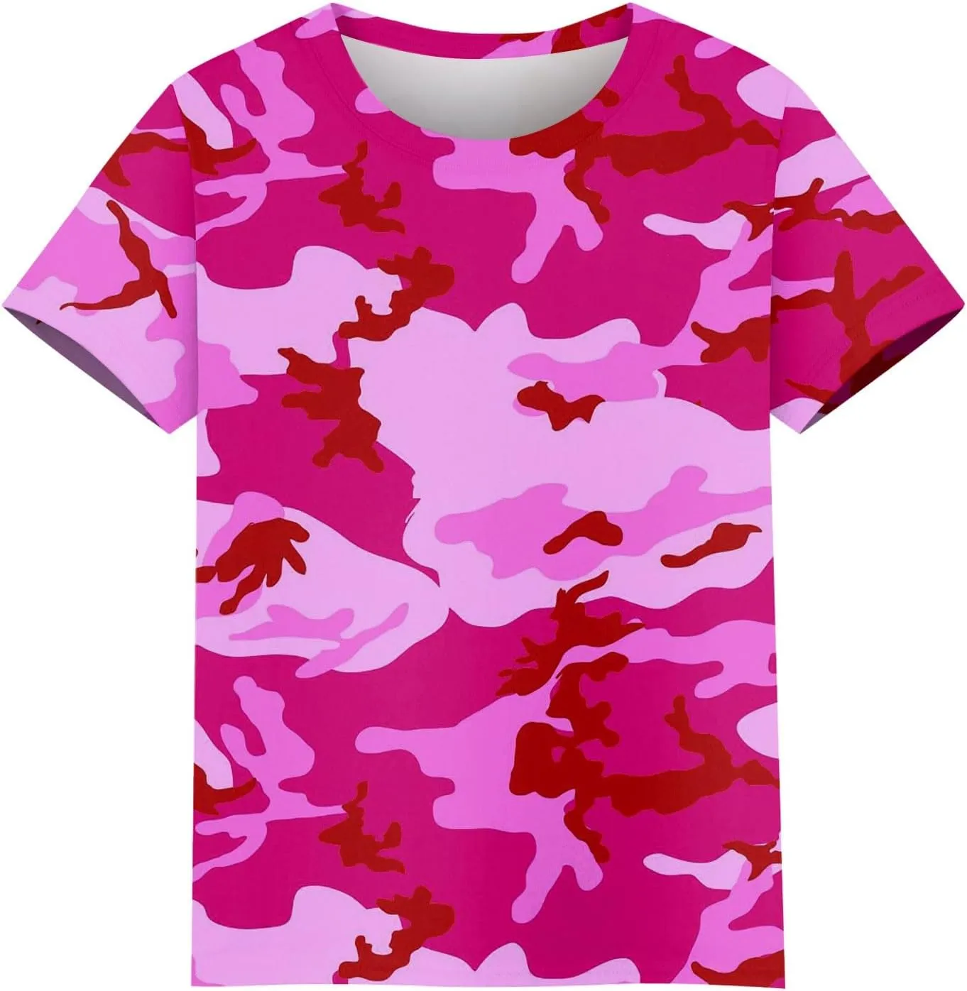 T Shirts for Women Camouflage Print Cute Going Out Tops Short Sleeve Crew Neck Shirts Blouses Casual Clothes Trendy S-5xl