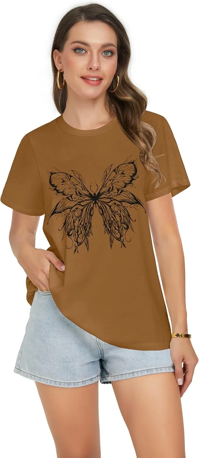 T Shirts for Women Summer Short Sleeve Crewneck Casual Cute Graphic Basic Tees Tops