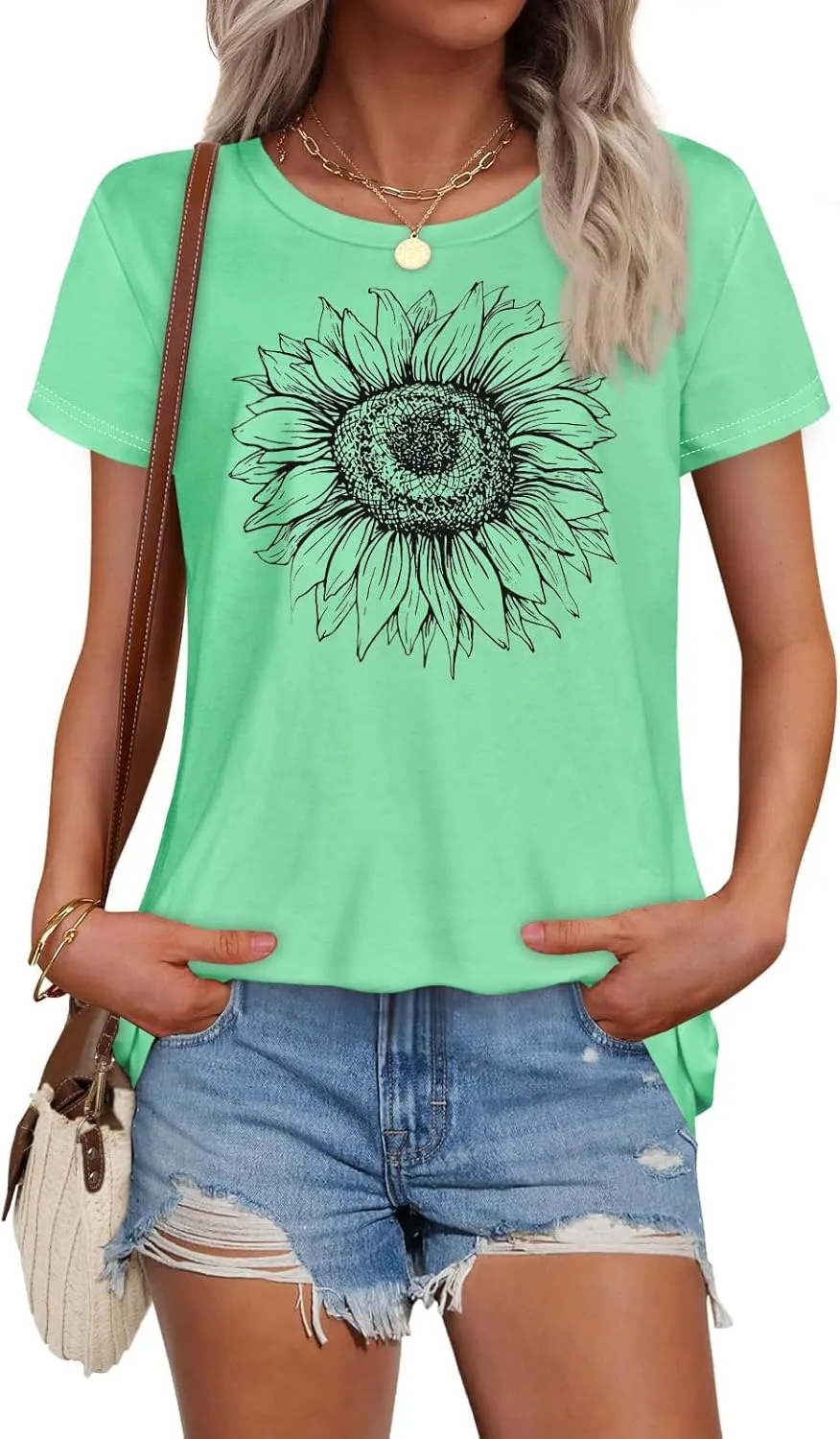 T Shirts for Women Summer Short Sleeve Crewneck Casual Cute Graphic Basic Tees Tops