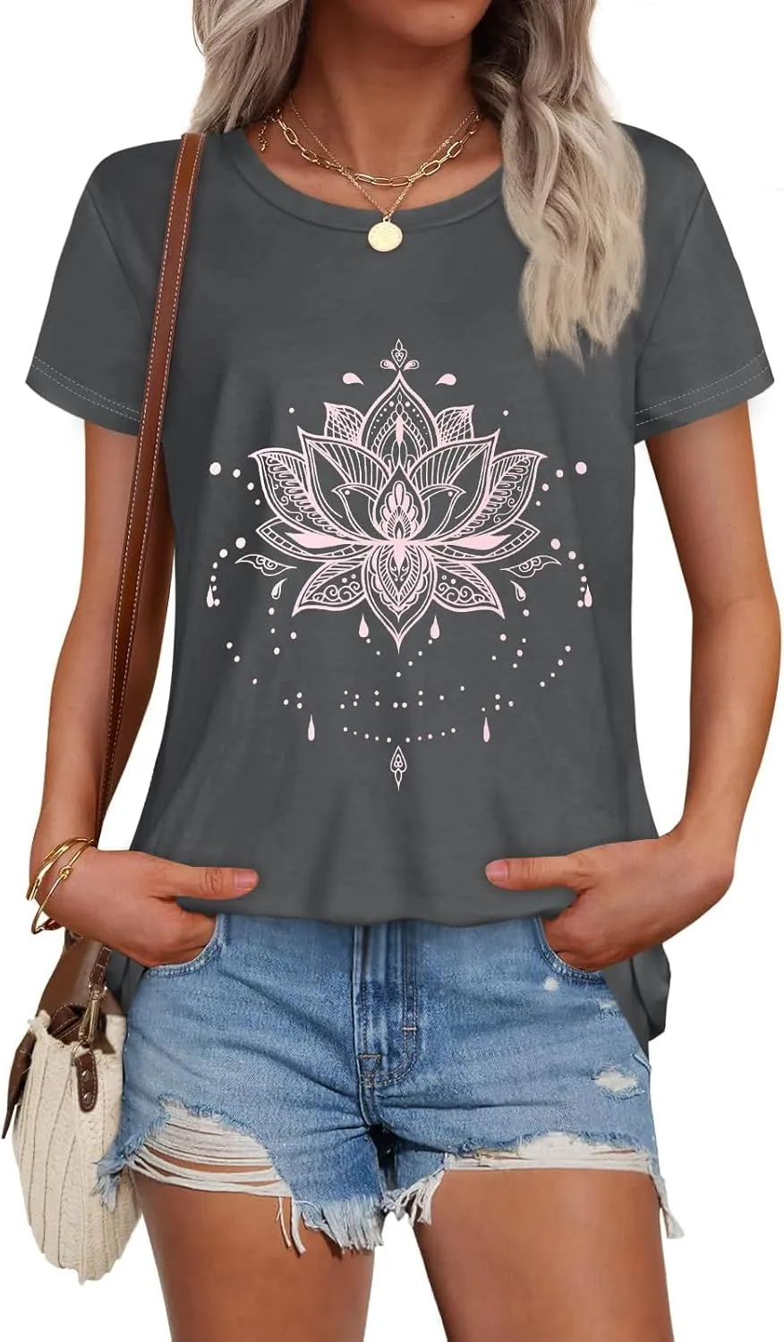 T Shirts for Women Summer Short Sleeve Crewneck Casual Cute Graphic Basic Tees Tops