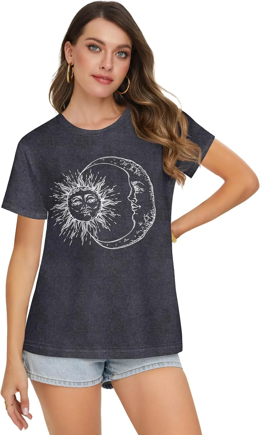 T Shirts for Women Summer Short Sleeve Crewneck Casual Cute Graphic Basic Tees Tops