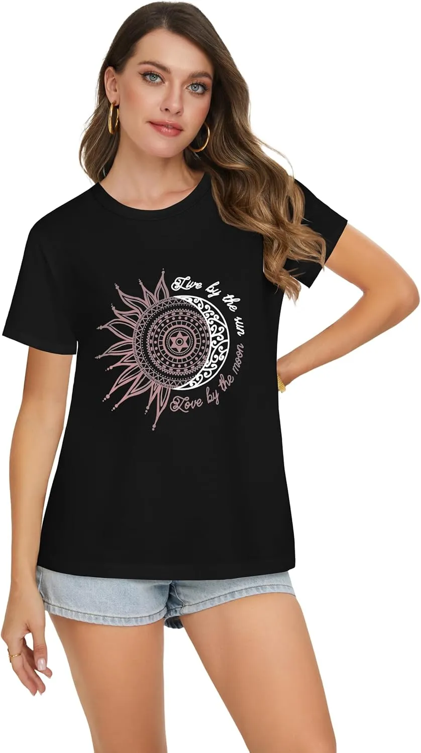 T Shirts for Women Summer Short Sleeve Crewneck Casual Cute Graphic Basic Tees Tops