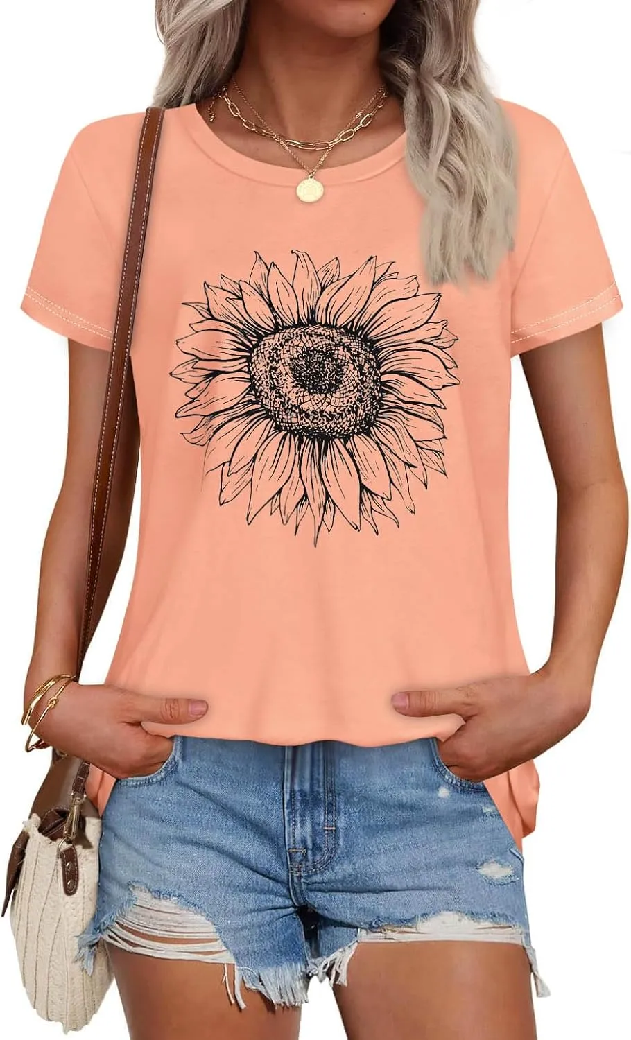 T Shirts for Women Summer Short Sleeve Crewneck Casual Cute Graphic Basic Tees Tops