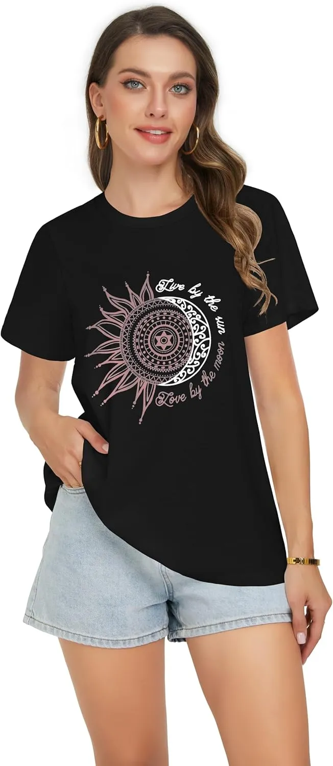 T Shirts for Women Summer Short Sleeve Crewneck Casual Cute Graphic Basic Tees Tops