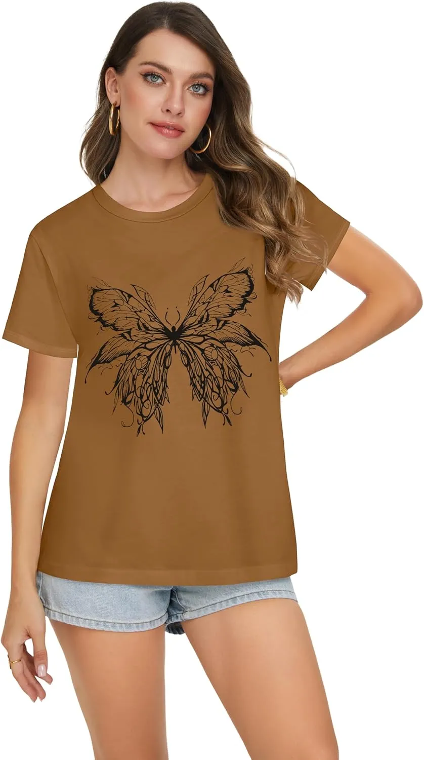 T Shirts for Women Summer Short Sleeve Crewneck Casual Cute Graphic Basic Tees Tops