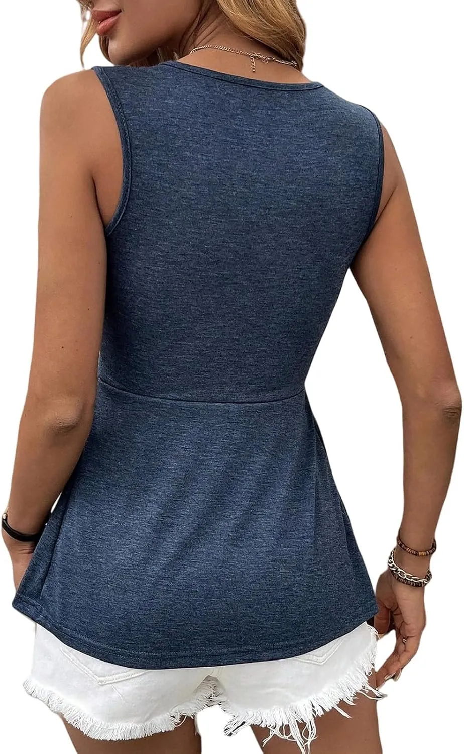 Tank Top for Women Twist Front V Neck Sleeveless Peplum Summer Tops Comfy Sexy Wrap Tank Tops Fashion Slim Fit Shirts