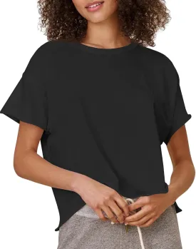 Tankaneo Womens Summer Crop Tops Short Sleeve Crew Neck Boxy T-Shirts Casual Basic Tees