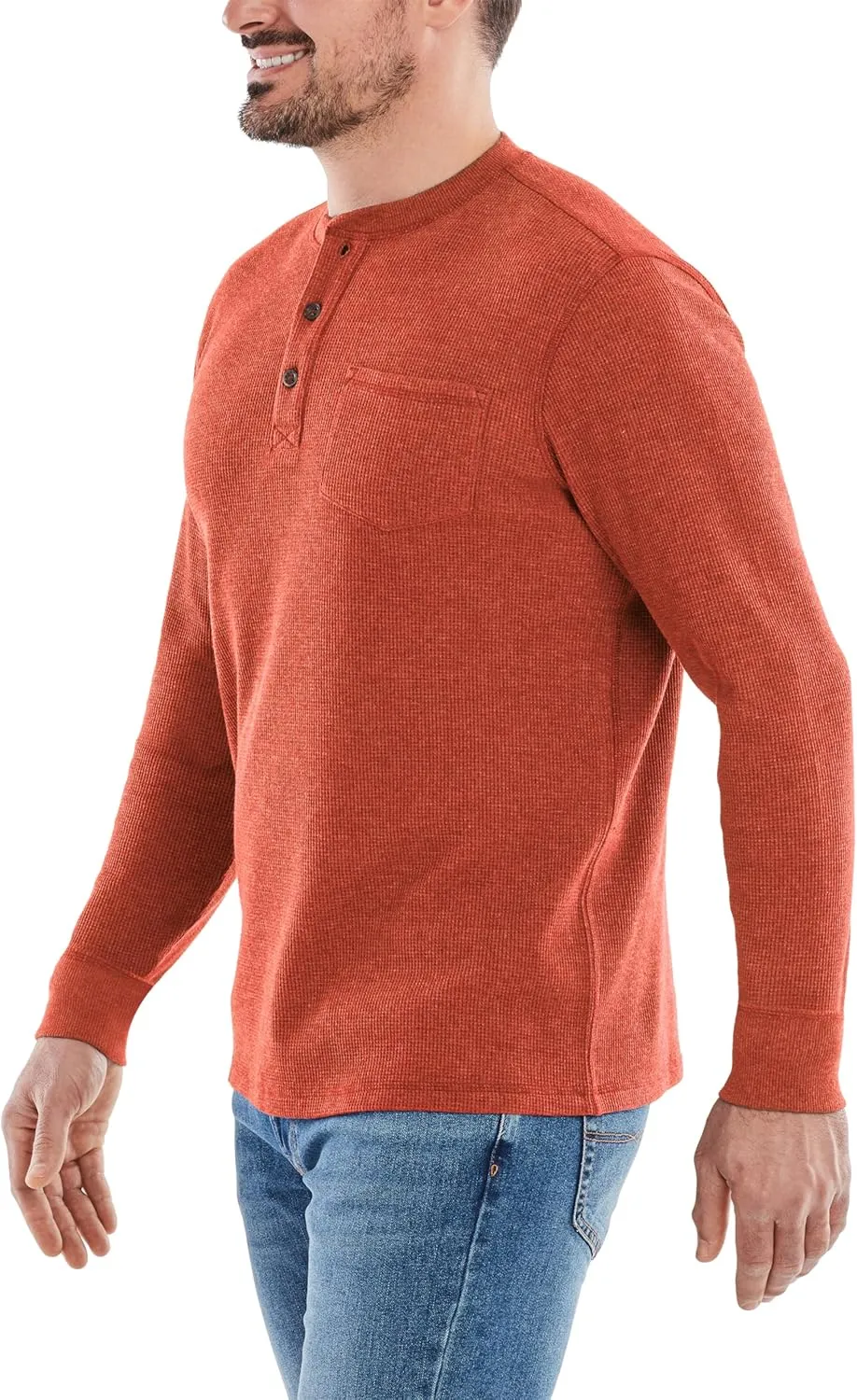 The American Outdoorsman Long-Sleeve Waffle Knit Thermal Henley Shirts with Pocket for Men