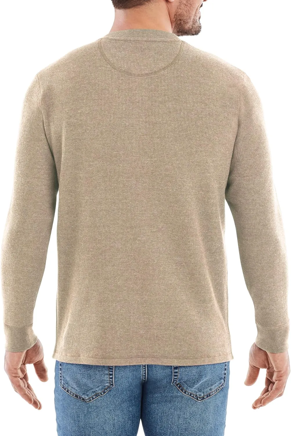 The American Outdoorsman Long-Sleeve Waffle Knit Thermal Henley Shirts with Pocket for Men