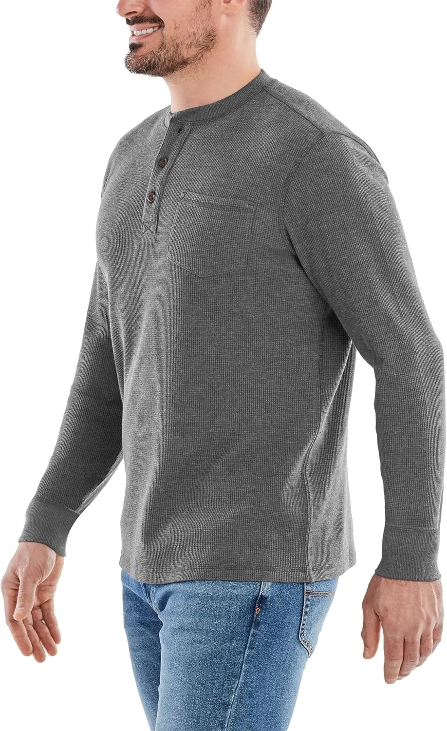 The American Outdoorsman Long-Sleeve Waffle Knit Thermal Henley Shirts with Pocket for Men